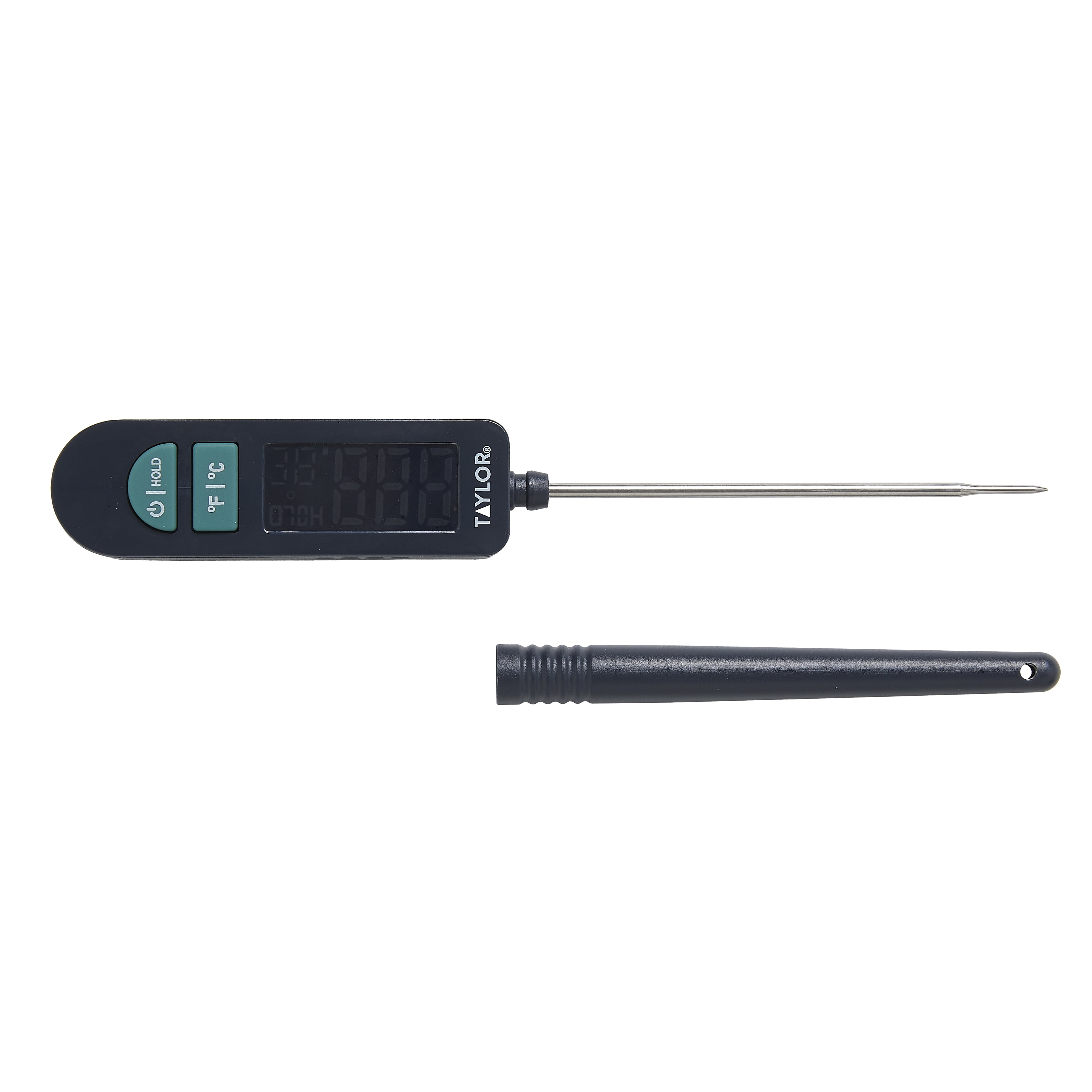 Taylor Digital Kitchen and Food Thermometer, LED Readout Display, Stainless Steel, Black