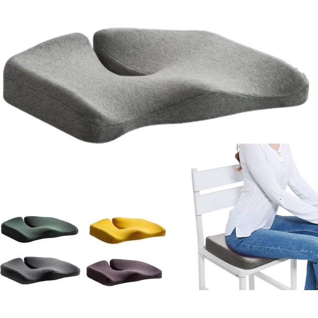 Memory Foam Seat Cushion Ergonomic Cushions Pad Pillow with Washable Cover Pressure Relief Seat Pad for Hip Pressure Relief Support Pillow for Long Sitting Car Travel and Wheelchair (Light Grey)