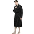 thumbnail image 4 of U2SKIIN Mens Fleece Robe, Soft Warm Long Plush Shawl Collar Fleece Bathrobe(Black, L-XL), 4 of 6