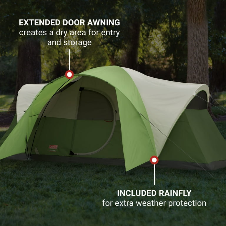 Coleman 8-Person Camping Dome Tent, 1 Room, Montana Series, Green