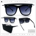 thumbnail image 4 of Unique Collapsible Sun Visor Horn Rim Hipster Plastic Sunglasses All Black - Smoke, 4 of 10