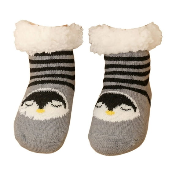 AUQ Socks Skin-Friendly Soft Fuzzy Socks,Gentle Girls Socks for Winter Days,XS,Penguin