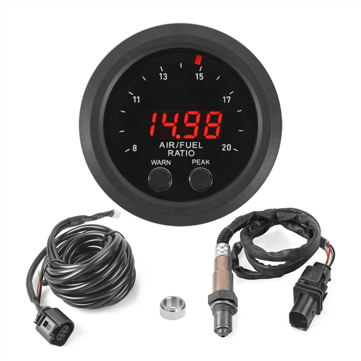 Jauge de Ratio de Carburant Intégrée Universelle 12V 52MM Affichage Numérique LED avec Capteur d'Oxygène O2 Grand Bande