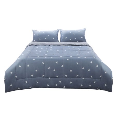 Comforter Set Triangle Pattern Quilt All Season Steel Blue