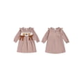 thumbnail image 2 of BemeyourBBs Toddler Baby Thanksgiving Outfit Kids Girls Smocked Dress Long Sleeve Crew Neck Plaid Embroidery Turkey Fall Dress Thanksgiving Clothes, 2 of 9