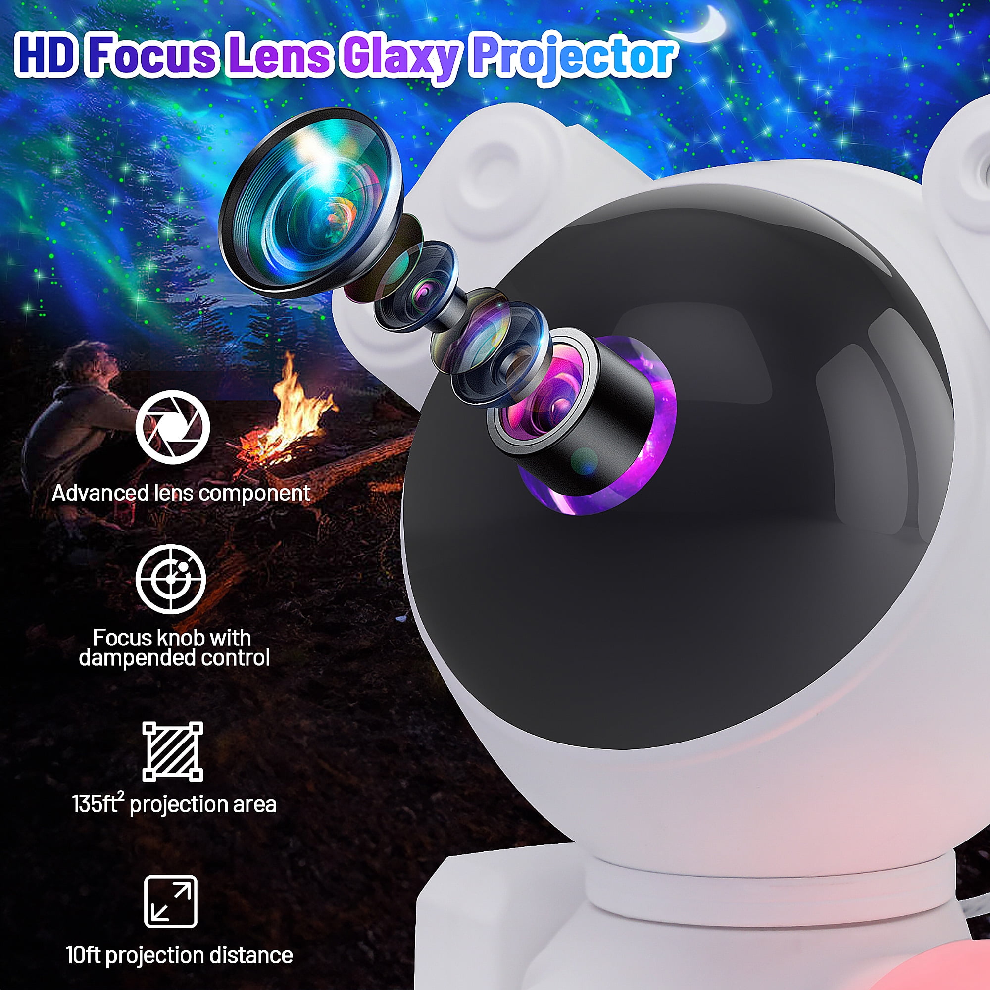KIMHY Astronaut Galaxy Projector, 2 in 1 Night Light for Bedroom with Moon Lamp, Star Projector Galaxy Light for Kids Christmas