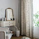 Boho Window Curtain Panel with Tassels Black Striped Geometric Print Country Style Cotton Linen Room Darkening Curtain Panel for Bedroom Living Room Rod Pocket Top