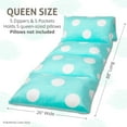 thumbnail image 3 of Butterfly Craze Floor Pillow Bed Lounger Cover, Cozy & Stylish Seating Solution for Kids & Adults, Recliner Floor Cushion for Ultimate Comfort, Holds 5 Pillows, Cover Only, Aqua Polka Dot, Queen, 3 of 10