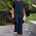 thumbnail image 3 of Joernso Women's 2-Piece Chiffon Set Casual Plus Size Wide Pant Suit Ruffle Asymmetric Layers Wedding Guest Outfit for Spring Summer, 3 of 7