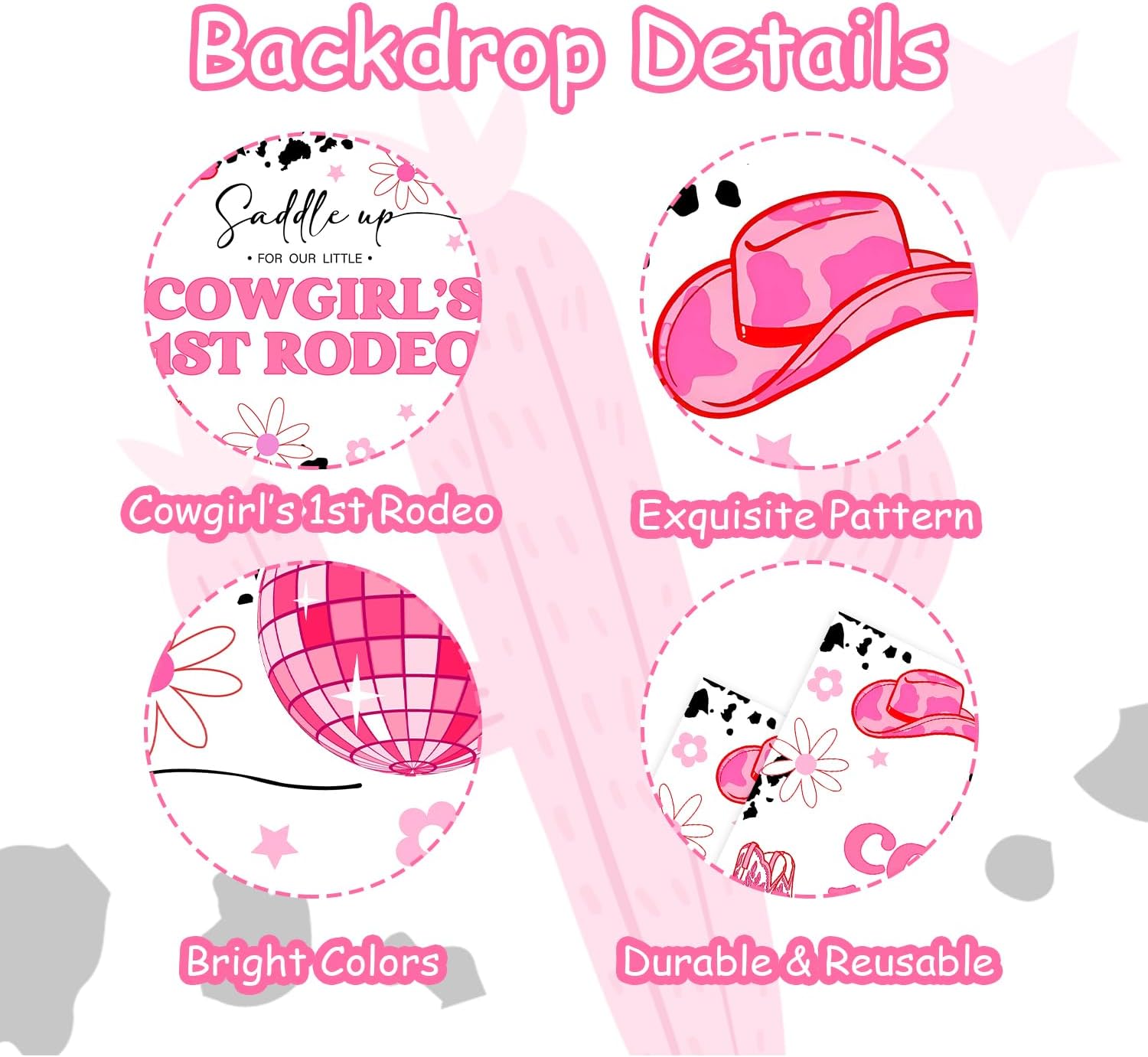 Disco-Cowgirl-Fotohintergrund Zum 1. Geburtstag – 1,5x0,9 M Wilder Westen Motto-Party-Deko