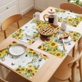 thumbnail image 5 of Sunflower Placemats Set of 4 Summer Botanical Butterfly Watercolor Place Mats Indoor Wipeable Table Mats Washable Cloth Dining Table Placemats for Kitchen Holiday Party Home Decor 13x19 Inch, 5 of 9