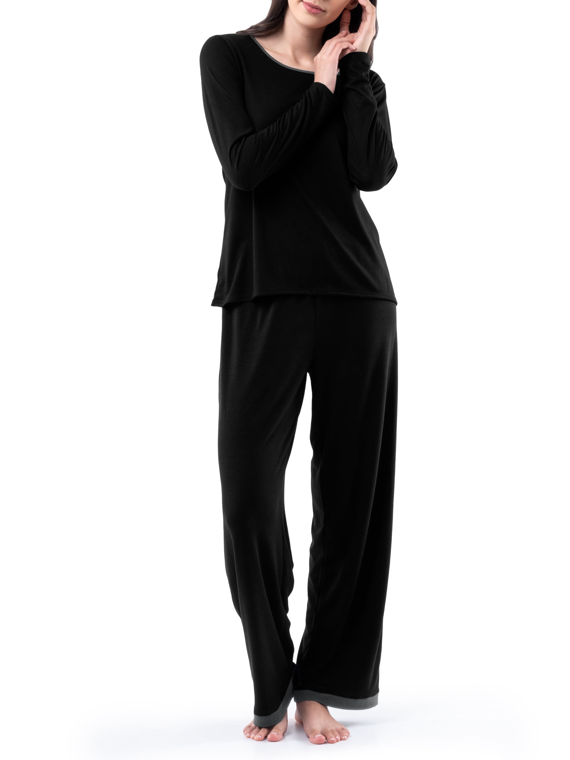 Fruit of the Loom Women's Sleep Soft & Breathable Long Sleeve Top & Pant Set, Sizes S-4X
