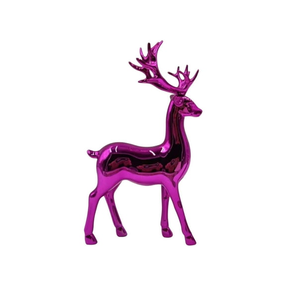 JeashCHAT 2 Pcs Christmas Reindeer Decor, Valentine's Day Small Plastic Standing Sitting Deer Figurines Mini Reindeer Statues Tabletop Ornaments for Home Indoor Table Decor