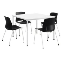 KFI Dailey 42in Square Dining Set - White Table - Black Chairs