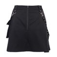 thumbnail image 5 of Fgnfyis Women Irregular Street Gothic Skirt A-line Waist Pleated Punk Belt Style High Skirt Utility Cargo Skirt Black S, 5 of 8