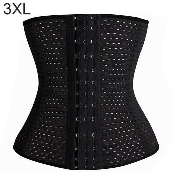 Femmes Body Shaper Caoutchouc Creux Ceinture Respirante Femmes Taille Corset Corset Shapewear, Noir, 3L