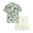 thumbnail image 5 of longantii 2 Pieces Outfit for Men Elastic Button Hawaiian Shirts and Shorts Comfy Short Sleeve Beach Tees and Shorts Summer Shirt and Beach Shorts Sets Light Green M, 5 of 6