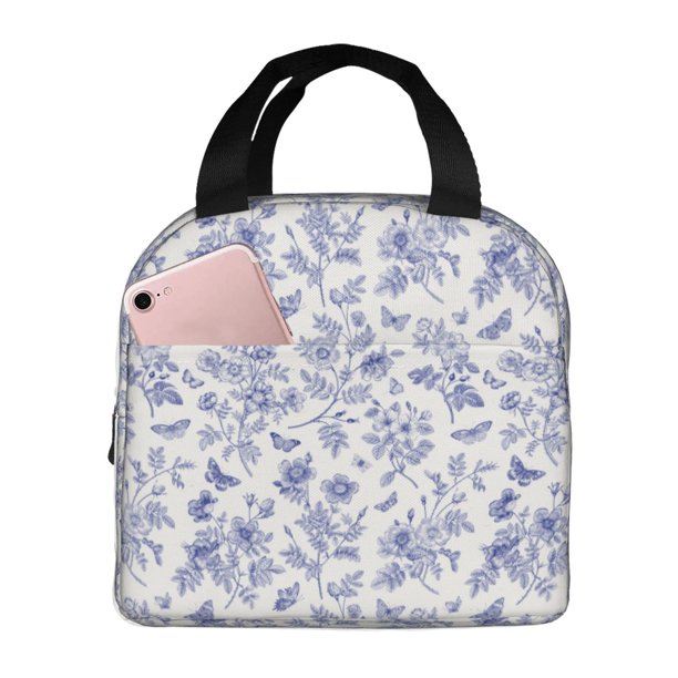 Easygdp Floral Butterfly Bolsa Térmica Premium - Tela Oxford Impermeable, Gran Capacidad, Bolsillo Frontal, Unisex para Trabajo, Escuela, Actividades al Aire Libre y Picnics