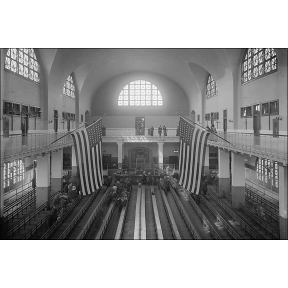 24"x36" Gallery Poster, Second Ellis Island Immigration Station, New York city circa 1910