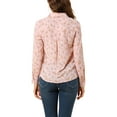 thumbnail image 4 of INSPIRE CHIC Valentine's Day Women's Button Down Shirt Ditsy Floral Long Sleeve Point Collar Office Top S Light Pink, 4 of 9