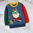 thumbnail image 5 of Zwiiyzr Boys And Girls Fleece Lined Long Sleeve Pullover Christmas Santa Claus Printed Tunic Top For 2-7 Years Navy, 5 of 7