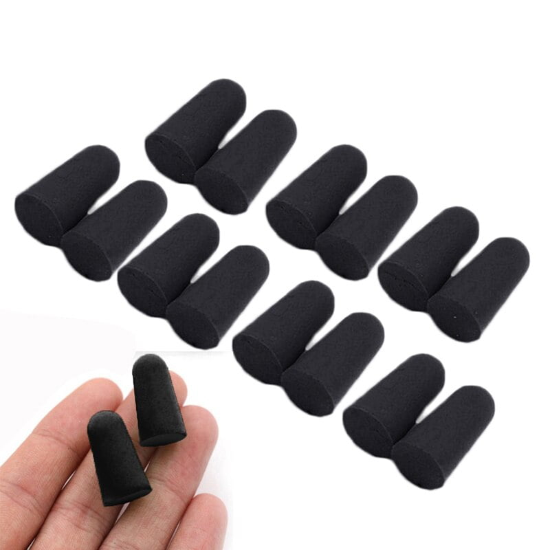 10 Pairs Black Earplugs Noise Reducing Foam Soft Tapered Ear Plugs Reduction