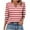Red, variant on Njagoc3 Womens V - Neck 3/4 Sleeve Top, Red & White Striped Print Shirt, Classic for Summer Casual Wear & Picnics