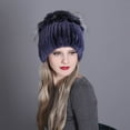 thumbnail image 2 of Contrast Color Furry Hat for Women  Winter Beanie with Patchwork, 2 of 4