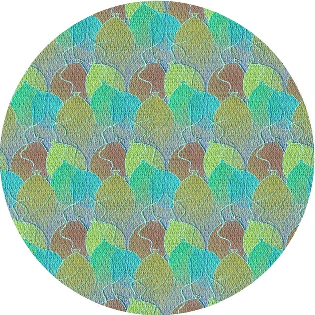 Ahgly Company Tapis d'Intérieur Rond Lavable en Machine Vert Kaki Transitionnel, 5 Pieds Rond