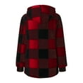 thumbnail image 4 of Uuszgmr Autumn Winter Windproof Coats For Women Ladies Plush Coat Long Sleeve Plaid Hooded Zipper With Pocket Loose Coat, 4 of 5