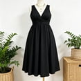 thumbnail image 4 of Xaqiouau Women's Plus Size Deep V Neck Sleeveless Twist Front High Waist A-Line Flowy Midi Dress Party Cocktail Wedding Guest Dress, 4 of 5