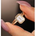 thumbnail image 2 of vylahjewellery Classic Gold Plated Emerald Cut Halo Engagement Ring Women’s Engagement, Wedding, Promise Jewelry with Moissanite Diamond Rings, 2 of 5
