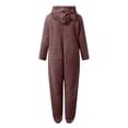 thumbnail image 6 of GiLiling Kids Girls Fleece Zip up Jumpsuits Kids Hooded Rompers Costume Fuzzy Cute Animal Onesie Winter Warm Zipper Playsuit Jumper (Brown, 8-9 Years), 6 of 6