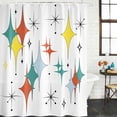 thumbnail image 3 of Middle Century Waterproof Fabric Shower Curtain,Boho Abstract Art Teal Orange Rhomboid Waterproof Fabric Shower Curtain for Bathroom Curtains Bathtubs Shower Curtains with 12 Hooks Small 36x78in, 3 of 8