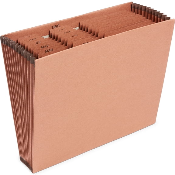 MyOfficeInnovations Heavy-Duty Expanding File Jan-Dec Index Letter Size Brown 595369