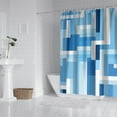 thumbnail image 3 of Navy Blue Fabric Shower Curtain - Geometric Shower Curtain Set with 12 Plastic Hooks, Water Repellent, Machine Washable, Modern Decorative Polyester Cloth Shower Curtains for Bathroom - 72x84, 3 of 4
