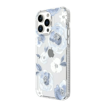 onn. Blue Floral with Glitter Phone Case for iPhone 14 Pro Max