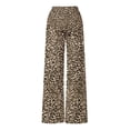 thumbnail image 5 of XIAONU Womens Leopard Print Pants Drawstring Waist Wide Leg Trouser Soft Stylish Loungewear Bottoms Brown2, 5 of 5
