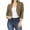 Brown, variant on Women's Casual Cropped Blazer 3/4 Sleeve Collarless Open Front Ruffle Work Office Cardigan Suit Jacket Shrug Work Office Suit