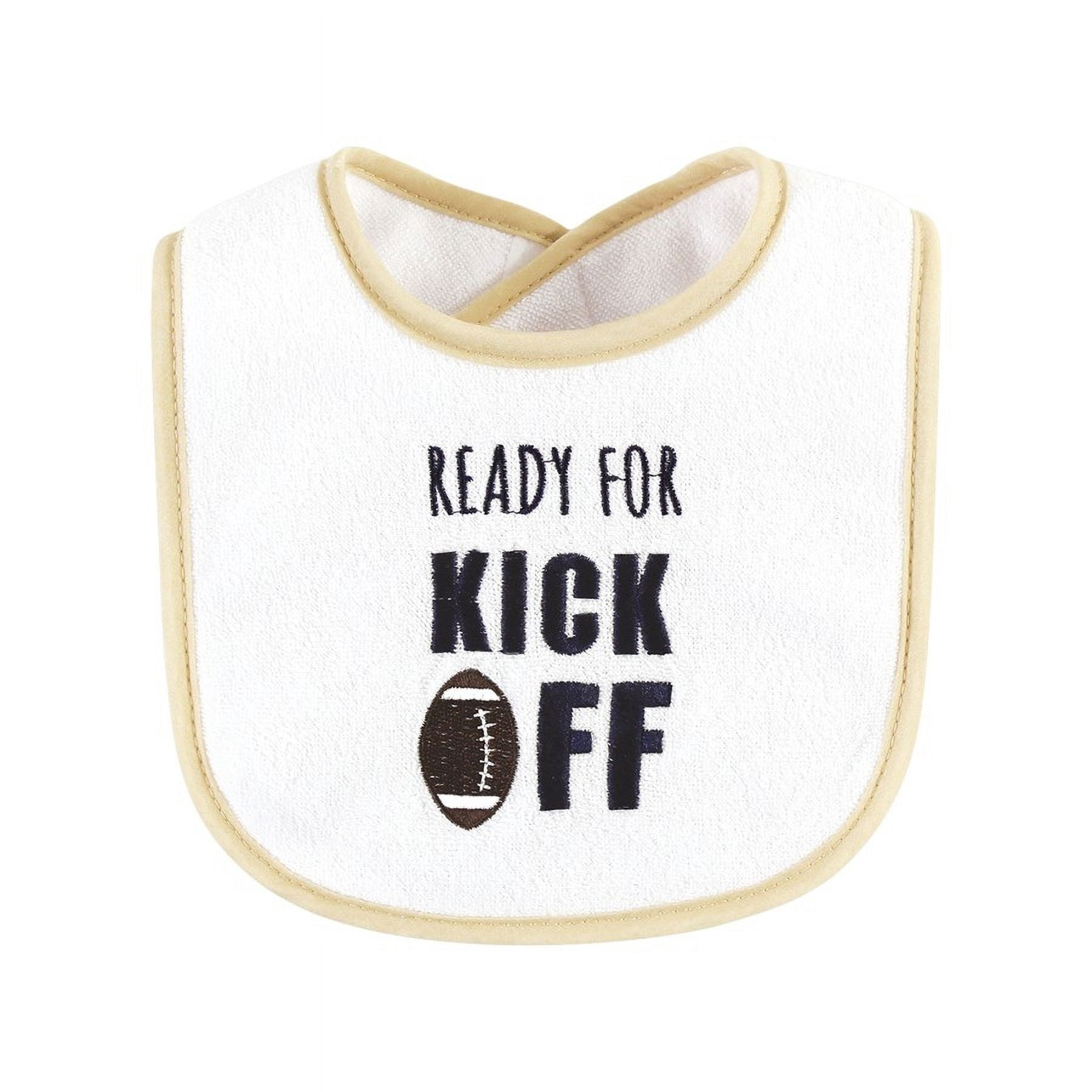 Hudson Baby Machine Washable and Absorbent Cotton Baby Bib, Football