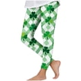 thumbnail image 2 of Avrnliq St. Patrick's Day Girls Leggings, Green Shamrock Checkered Stretch Pants, Breathable Slim-Fit Pull-On Leggings for Kids Aged 3-12,Size 3 T, 2 of 7