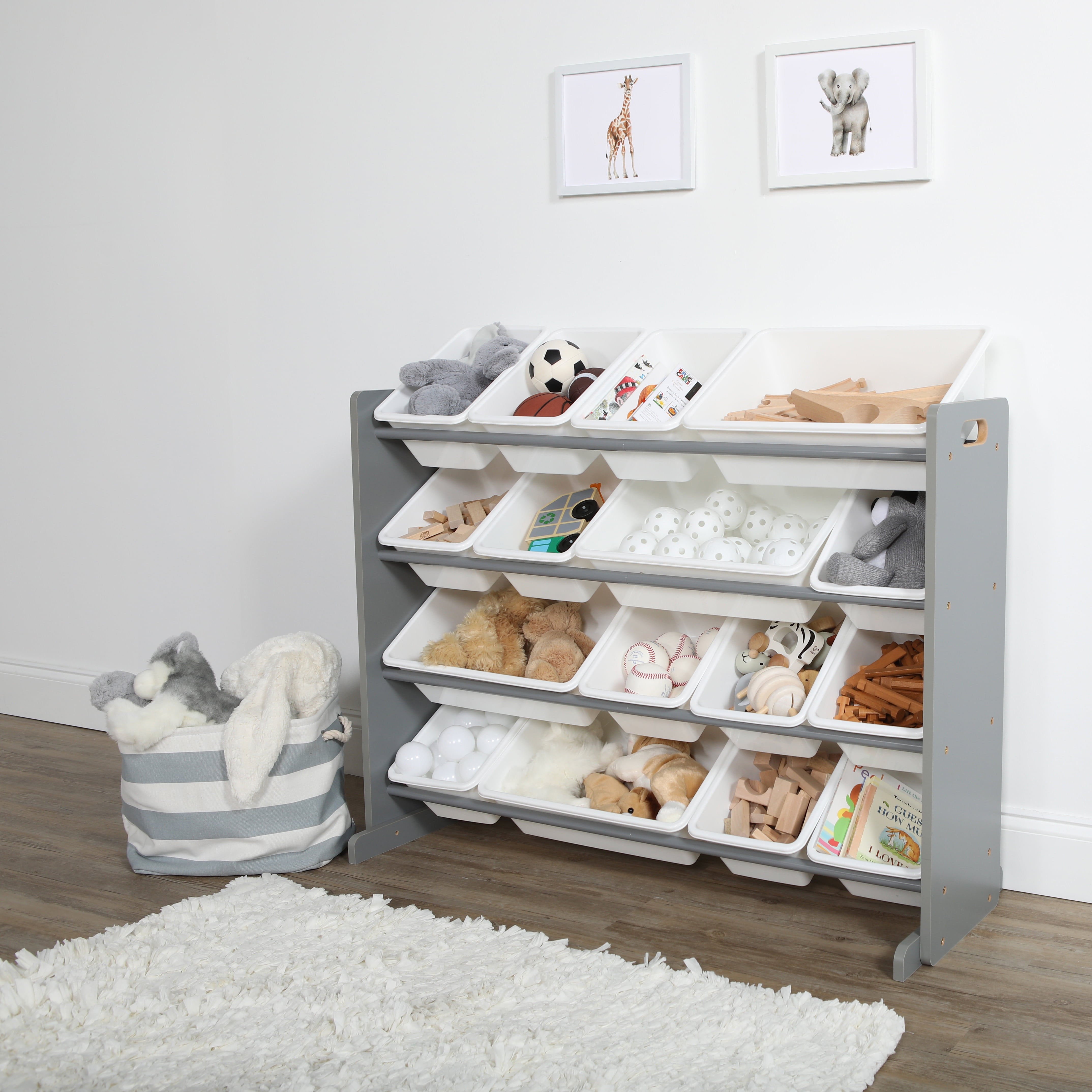 gray toy storage organizer