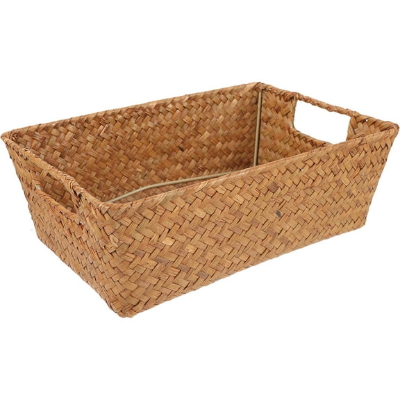 FESTFENDS Hand Woven Storage Basket Seagrass Organization Rustic Style Hoteliers Guesthouse 1Pcs
