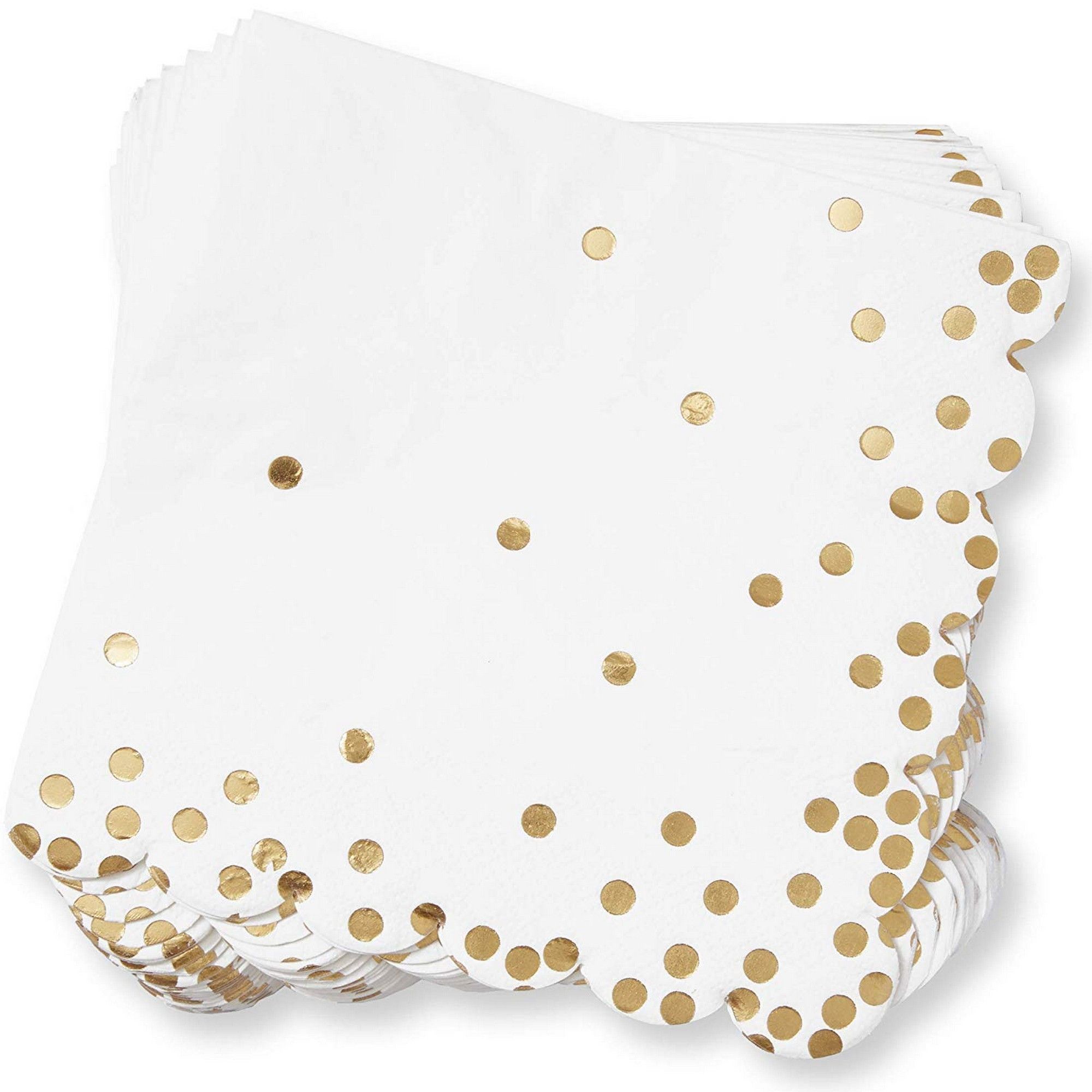 50 Pack Gold Foil Napkins with Scalloped Edge 6.5 x 6.5 inches Folded, 3Ply gold foil 1131