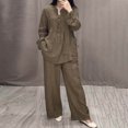 thumbnail image 2 of Timegard Lounge Sets for Women 2 Piece Fall Plus Size Button Shirts Top Wide Leg Pants with Pockets Outfits, 2 of 6