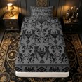 thumbnail image 4 of Erosebridal Halloween Bat Twin Sheets, Gothic Damask Aztec Bedding, Gray Black, Black Reversible, 3 Pieces, 1 Flat Sheet, 1 Fitted Sheet and 1 Pillowcase, 4 of 6