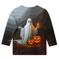 thumbnail image 5 of WAVSUF Kids Girls Halloween Shirt, Round Neck 3/4 Sleeve Cute Print Fall Casual Top Orange 9, 5 of 6