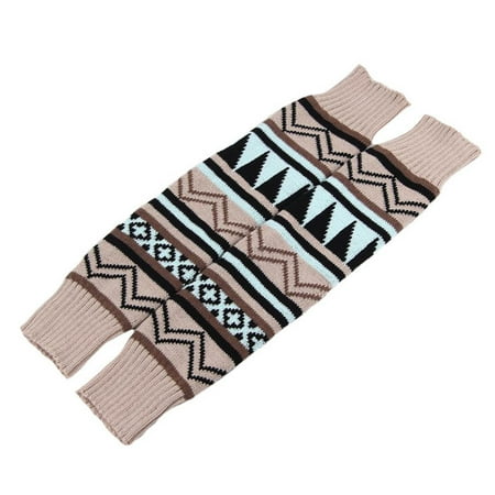 

LEAQU 1Pair Women Leg Warmers Geometric Pattern Knitted Autumn Winter Color Block Thicken Warm Long Boot Socks