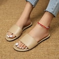 thumbnail image 6 of Mepaouo Women's Flat Sandals Open Toe Slip on Leather Slide Comfortable Fashion Beach Slippers Shoes, 6 of 8