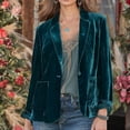 thumbnail image 2 of Mingw Womens Elegant Velvet Shirts Notch Lapel Retro Blazer Long Sleeve Timeless Coats with Large Side Pockets,L, 2 of 5